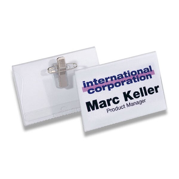 Jmenovka s klipem a špendlíkem Office Economy 54×90mm